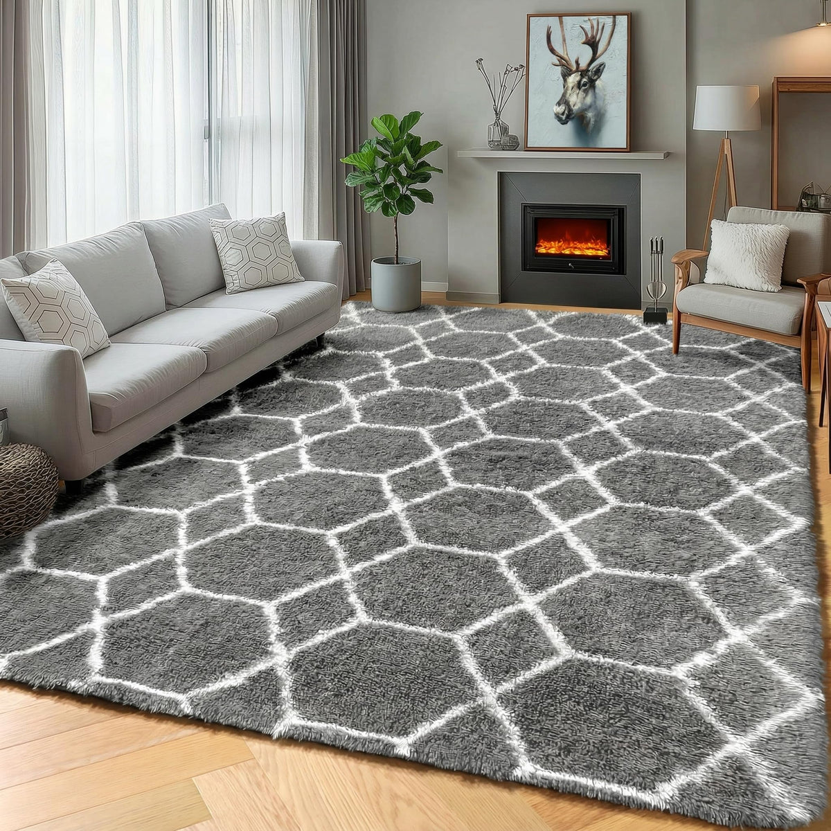 White Runner Rugs for Bedroom Living Room, Fluffy 2x6 Bedside Soft Area Rug