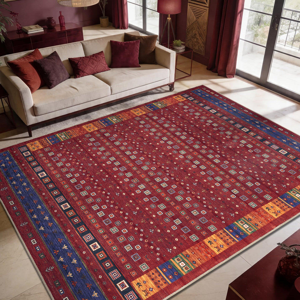Keen Home Design Vintage Washable Entryway Rug, Non-Slip Low Pile, 2x3