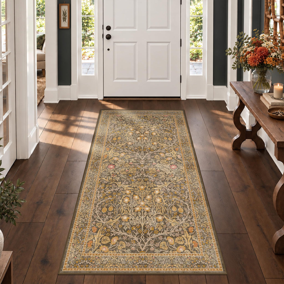 Washable Plum Purple Runner Rug 2x6 - Boho Rug Runner for Bathroom, Kitchen, Indoor Entryway, Low Pile Violet Carpet for Bedroom Bedside, Laundry Room, Hallway Mats for Floor, Stain Resistant
