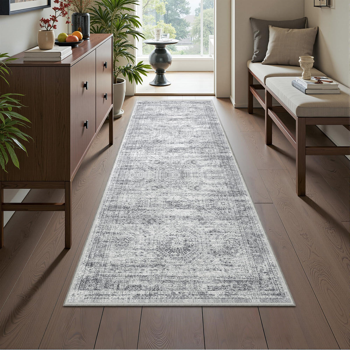 2x8 Runner Rug Non Slip,Washable Hallway Runner Rug,Beige