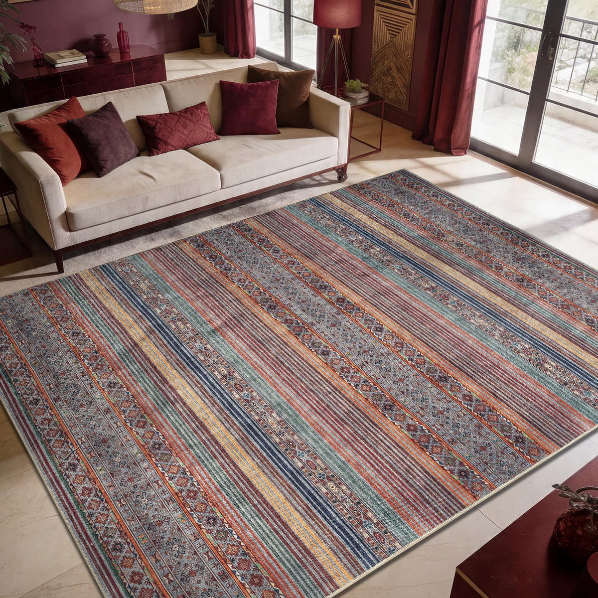 Keen Home Design Vintage Washable Entryway Rug, Non-Slip Low Pile, 2x3