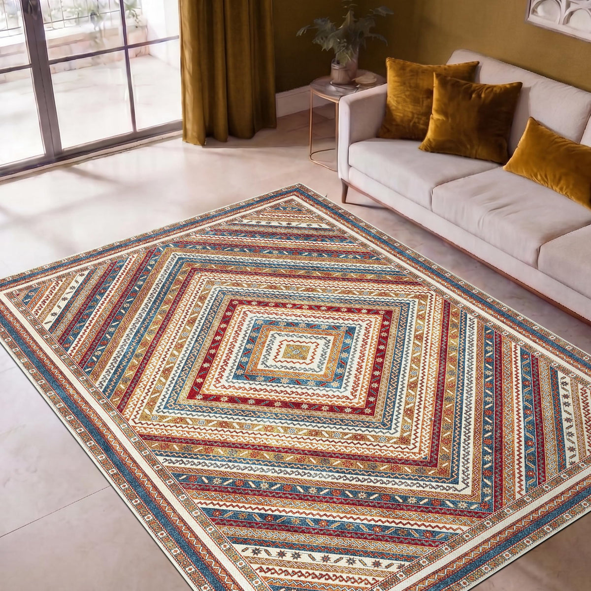 Keen Home Design Vintage Washable Entryway Rug, Non-Slip Low Pile, 2x3