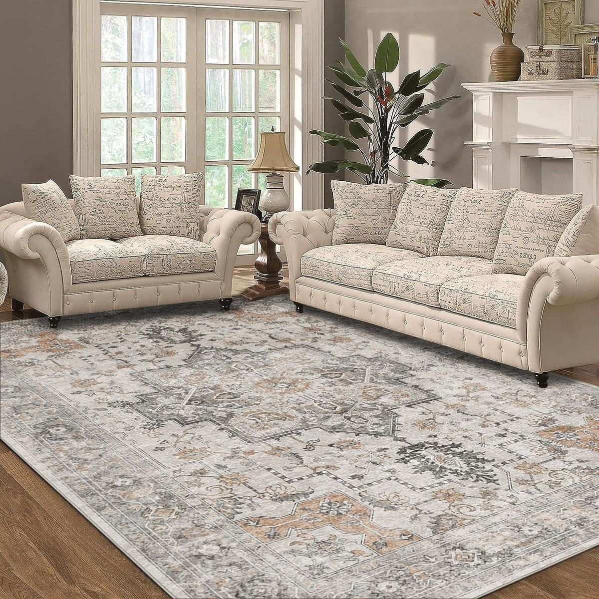 GENIMO 2x5 Washable Runner Rug Non Slip for Hallway, Light Taupe Brown