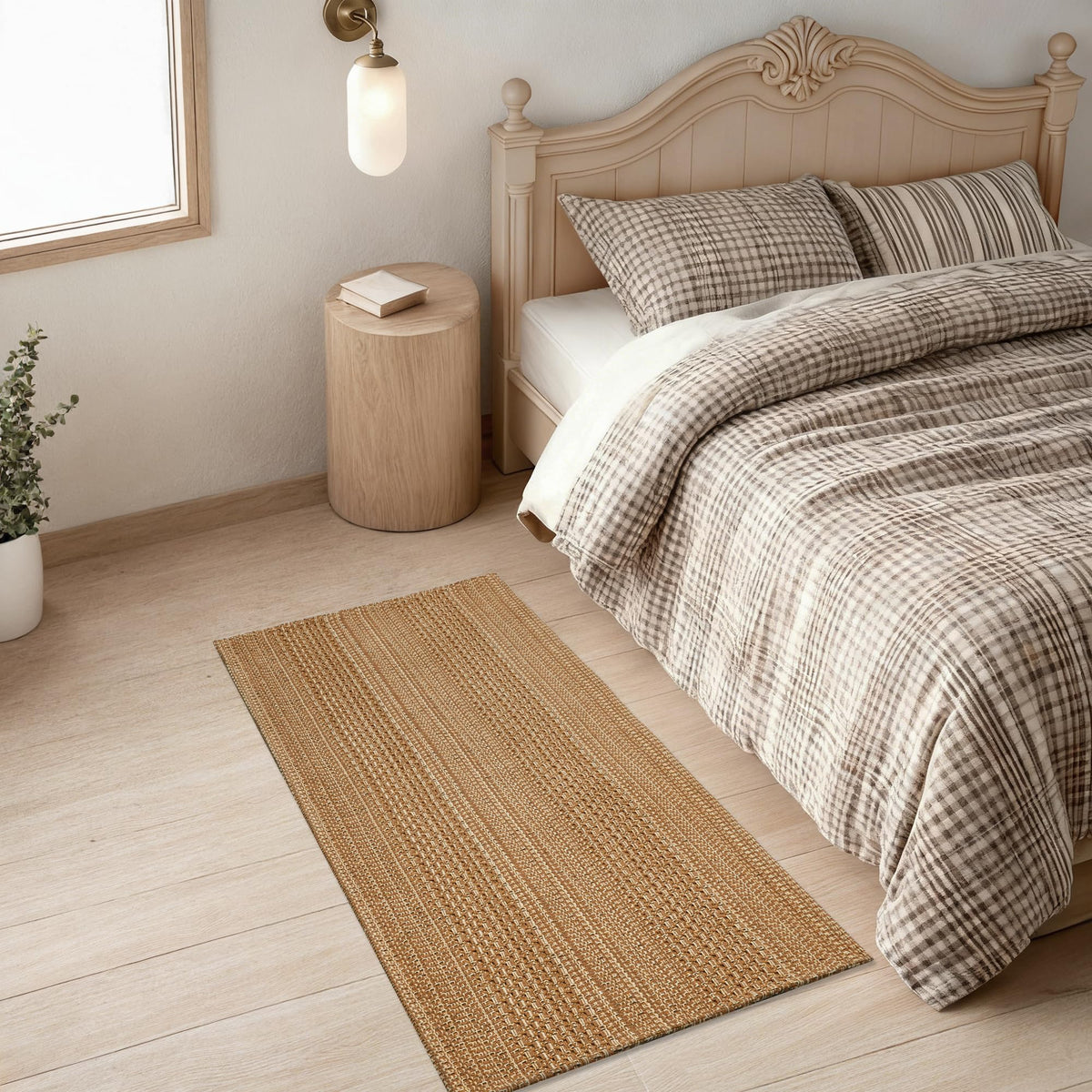 MatEssenz 2x3 Textured Washable Entry Rug, Natural Woven Low-Profile Door Mat with Non-Slip TPR Backing, Brown, for Entryway, Kitchen, Laundry Room