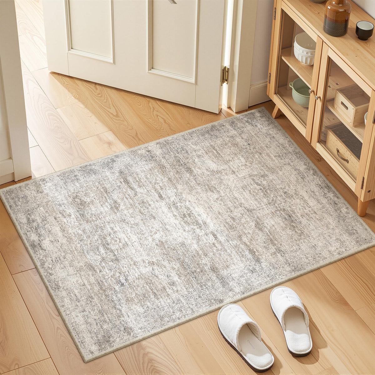 2x8 Runner Rug Non Slip,Washable Hallway Runner Rug,Beige