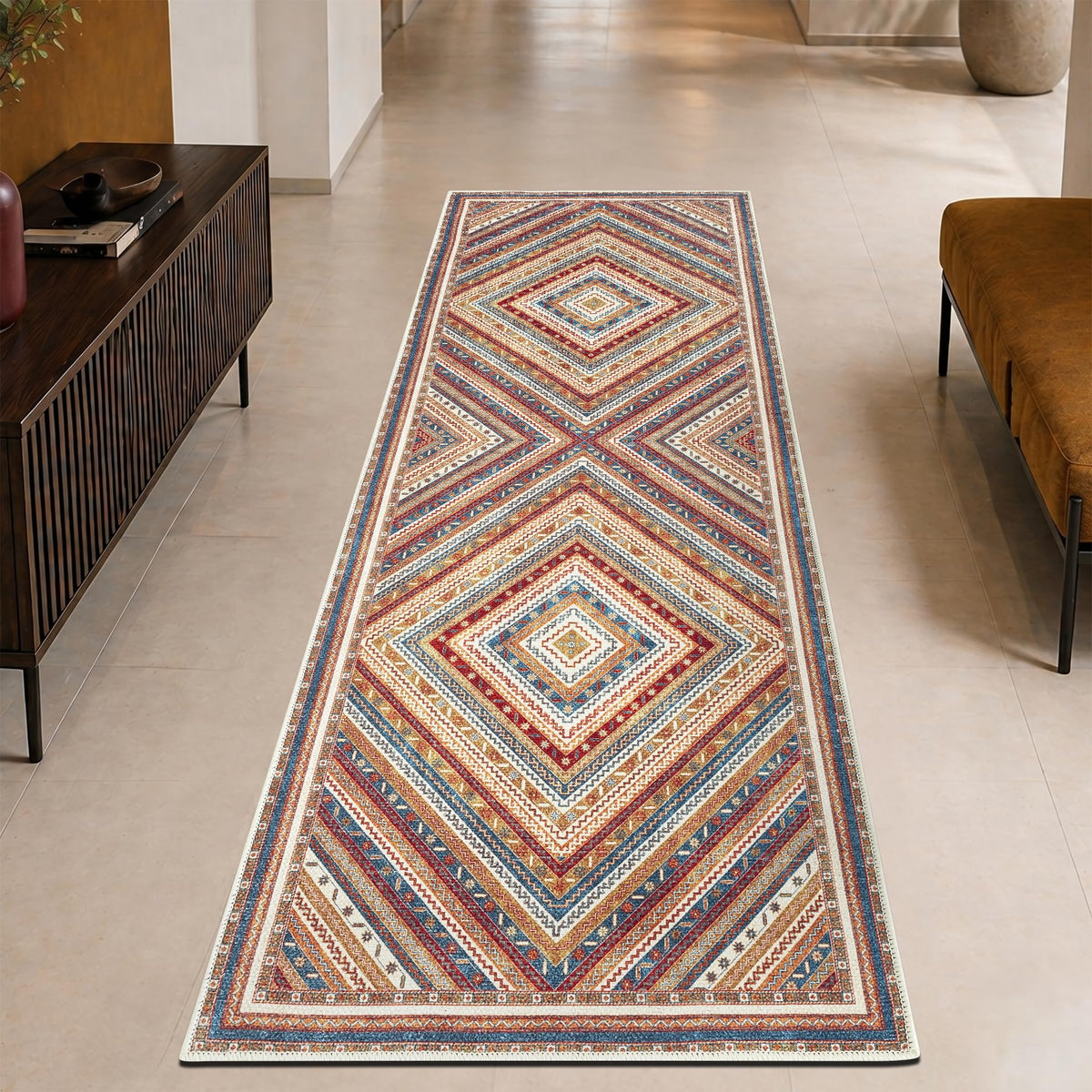 Keen Home Design Vintage Washable Entryway Rug, Non-Slip Low Pile, 2x3