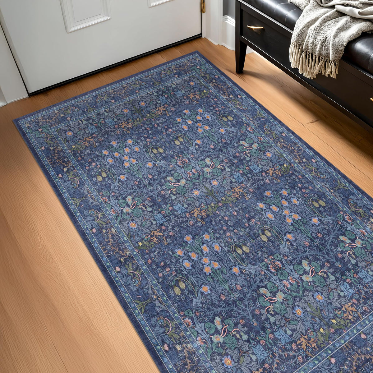 Washable Plum Purple Runner Rug 2x6 - Boho Rug Runner for Bathroom, Kitchen, Indoor Entryway, Low Pile Violet Carpet for Bedroom Bedside, Laundry Room, Hallway Mats for Floor, Stain Resistant