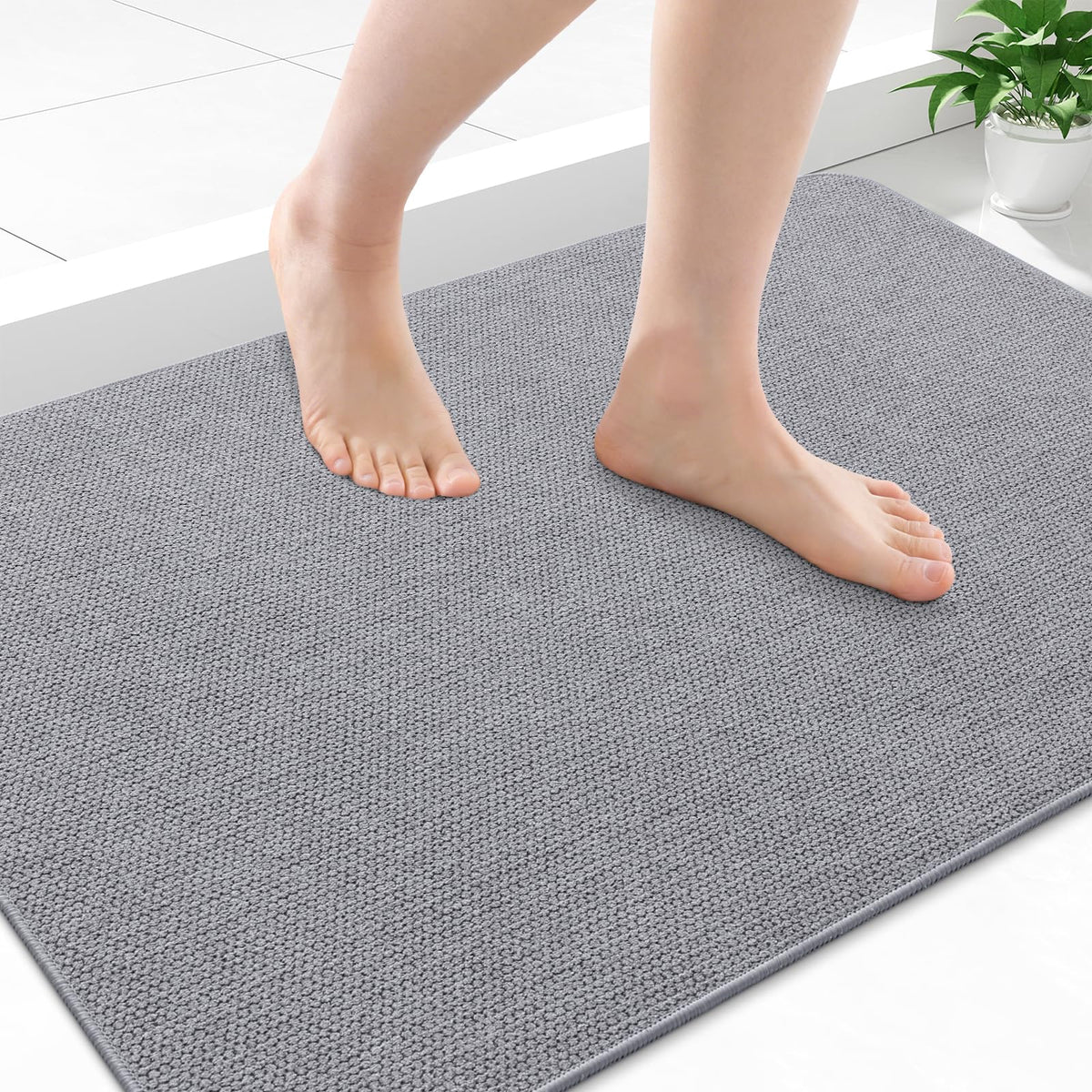 Smiry Ultra Thin Bath Mat 30X20, Non Slip Rubber Washable Bathroom Rugs