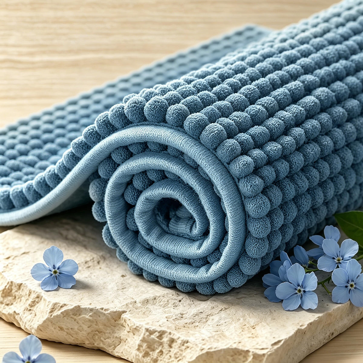 SUBRTEX Bathroom Rugs Chenille Bath Rug Soft Short Plush Bath Mat Soft Shower Mat Water Absorbent Shower Mat Quick Dry Machine Washable(White,18" x 24")