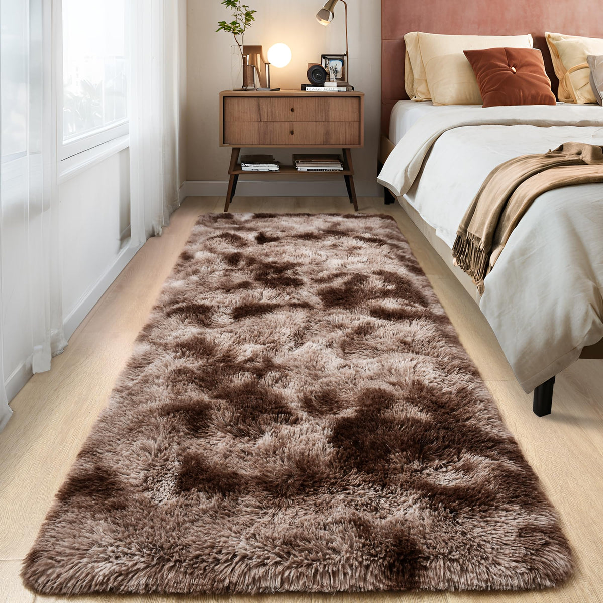 Tepook Black Soft Runner Rugs for Bedroom 2x6 ft with Rubber Backing