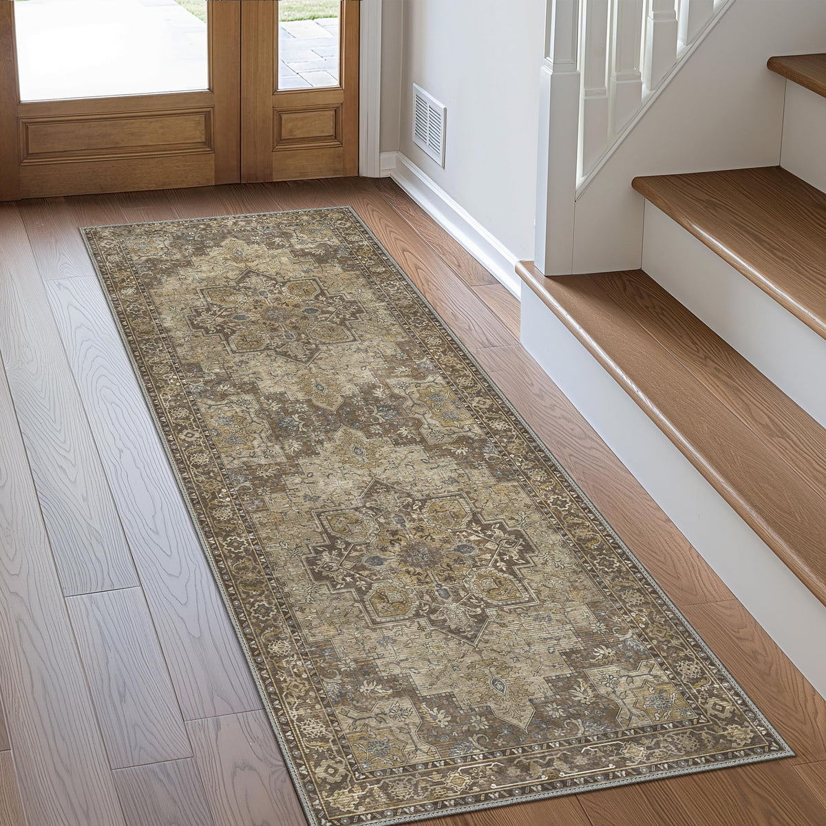 GENIMO 2x5 Washable Runner Rug Non Slip for Hallway, Light Taupe Brown