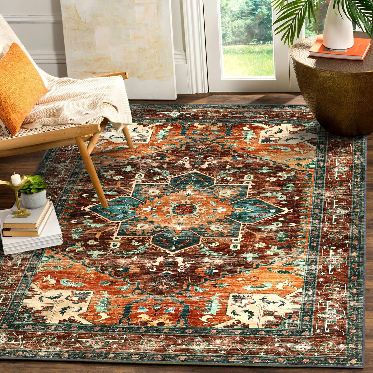 Yamaziot Washable Runner Rug, 2x8 Non-Slip Boho Vintage Hallway Kitchen Rug
