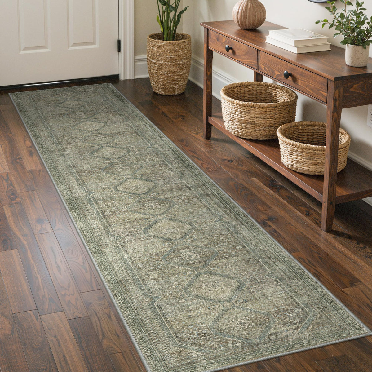 GENIMO 2x5 Washable Runner Rug Non Slip for Hallway, Light Taupe Brown
