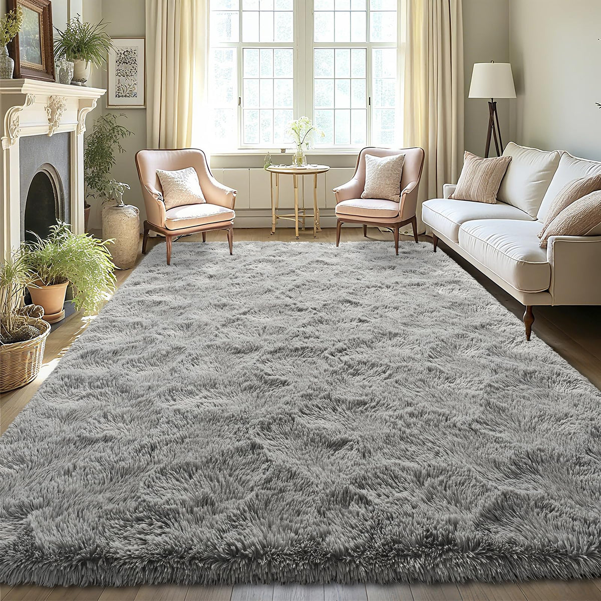 LOCHAS 2x3 Area Rugs Fluffy Living Room Carpets for Kids Bedroom, Brown