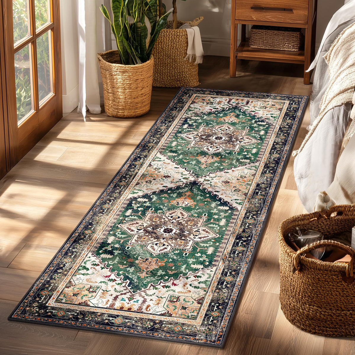 Yamaziot Washable Runner Rug, 2x8 Non-Slip Boho Vintage Hallway Kitchen Rug