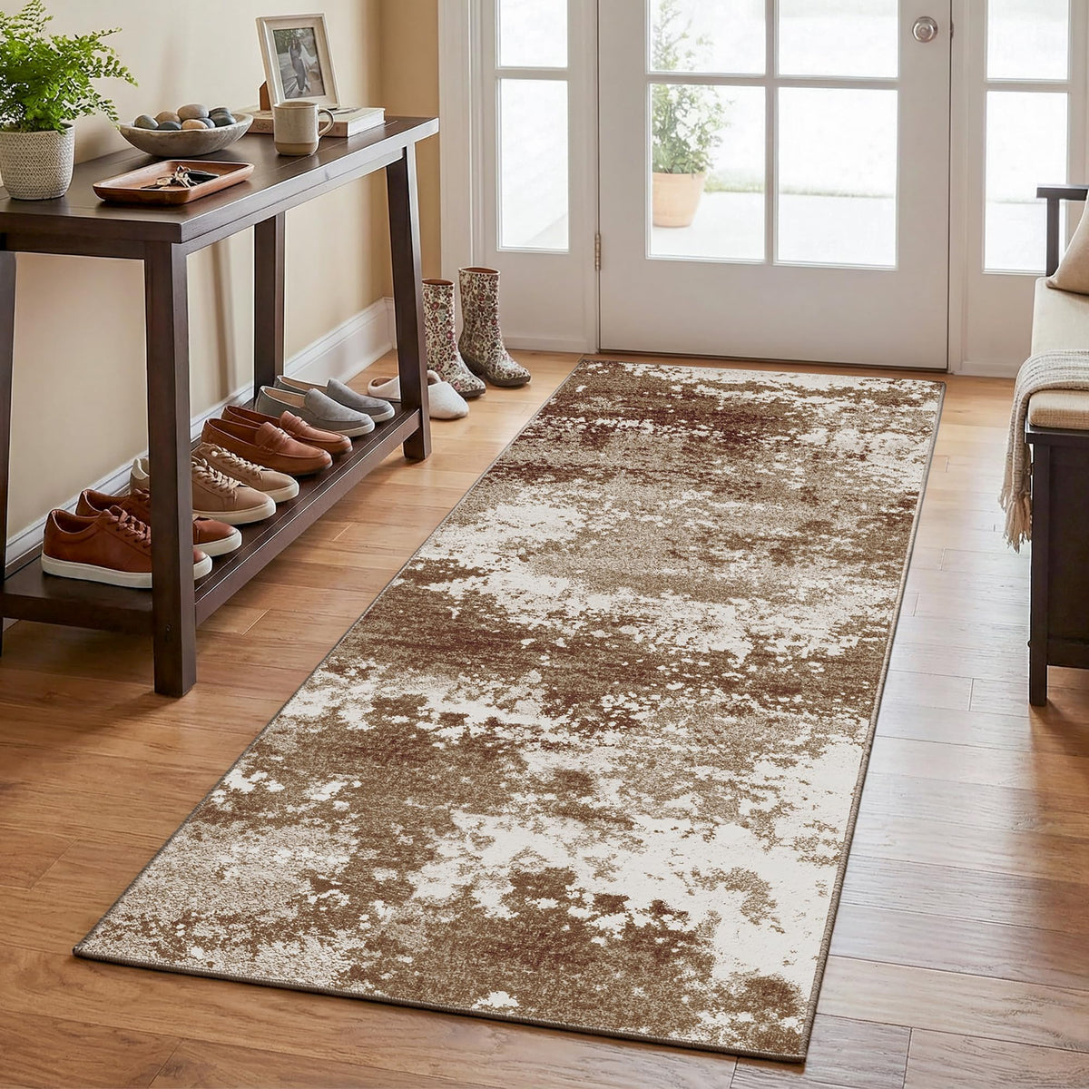 Entryway Rug 2x3 Grey Door Mat Indoor Entrance 24x36, Washable Small Throw Rugs for Kitchen Floor, Entry, Front Door, Bedroom Bedside, Non-Slip Low Pile Stain & Fade Resistant, Abstract Gray