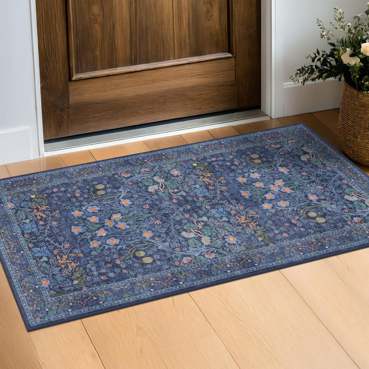 Washable Plum Purple Runner Rug 2x6 - Boho Rug Runner for Bathroom, Kitchen, Indoor Entryway, Low Pile Violet Carpet for Bedroom Bedside, Laundry Room, Hallway Mats for Floor, Stain Resistant