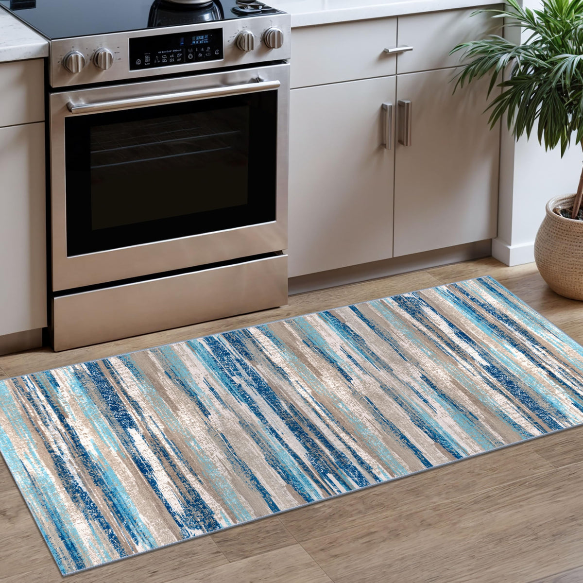 Lansny Abstract Washable 2x6 Runner Rug Non Slip Runners for Hallway