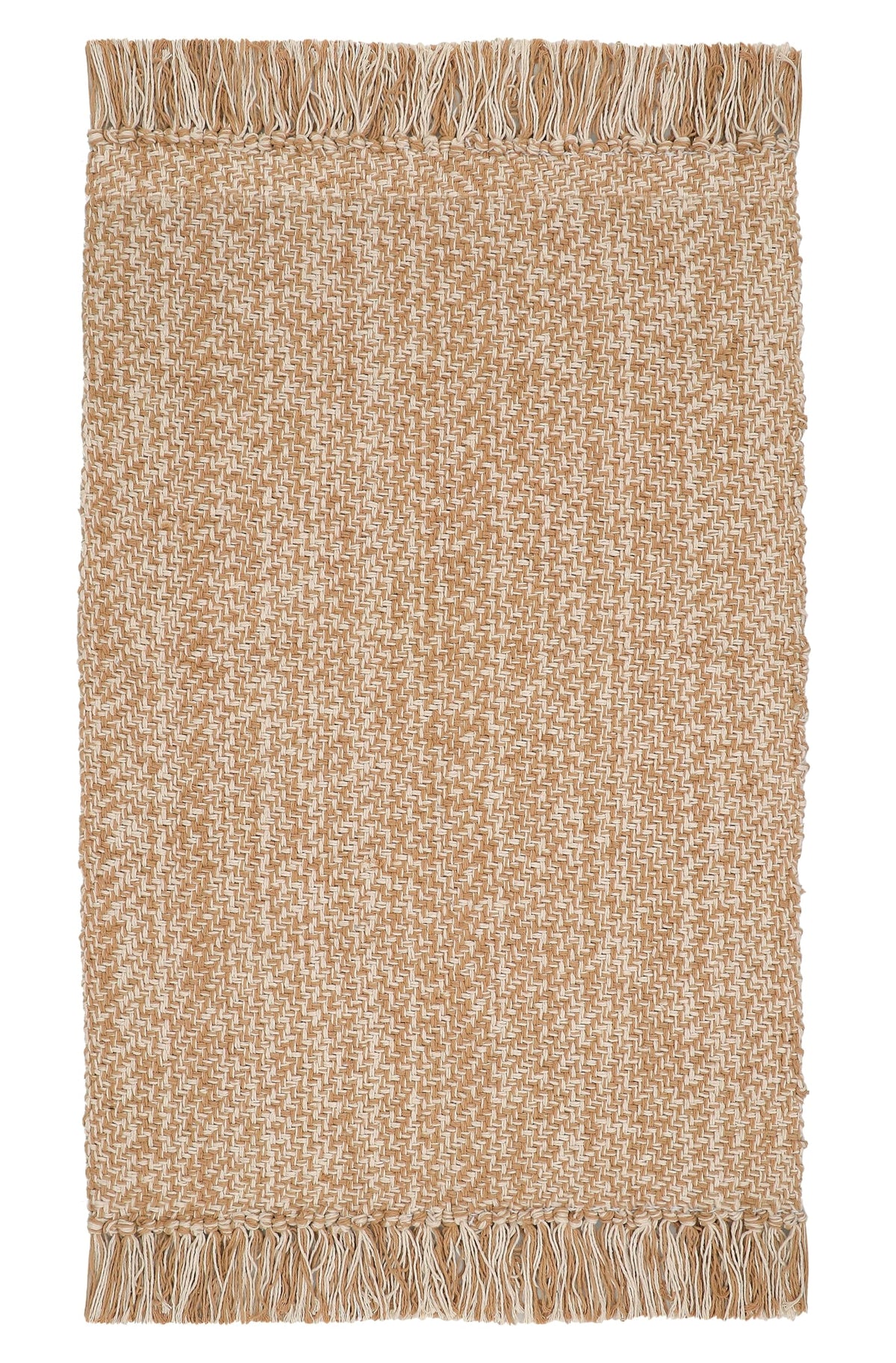 COTTON CRAFT Woven Area Rug - 2 Pack Entryway Mat with Fringe - Tan Natural