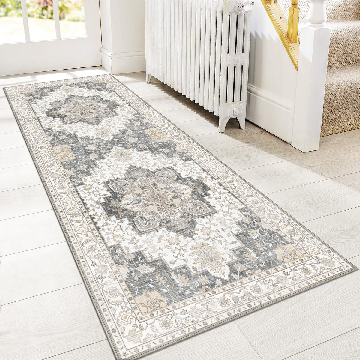 GENIMO 2x5 Washable Runner Rug Non Slip for Hallway, Light Taupe Brown