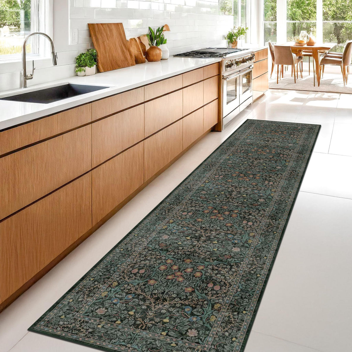 Washable Plum Purple Runner Rug 2x6 - Boho Rug Runner for Bathroom, Kitchen, Indoor Entryway, Low Pile Violet Carpet for Bedroom Bedside, Laundry Room, Hallway Mats for Floor, Stain Resistant