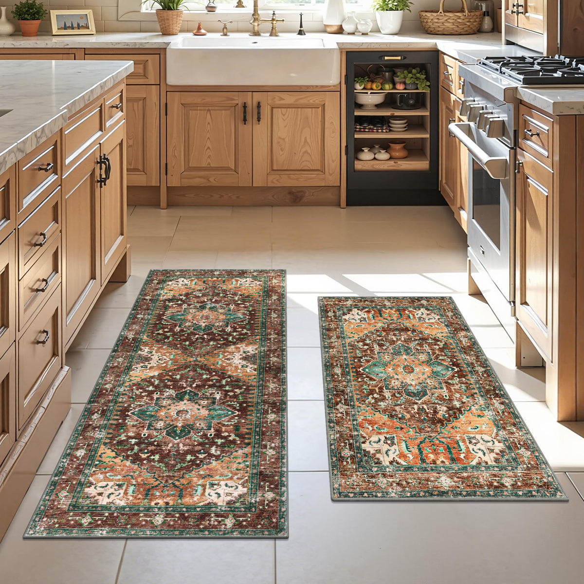 Yamaziot Washable Runner Rug, 2x8 Non-Slip Boho Vintage Hallway Kitchen Rug