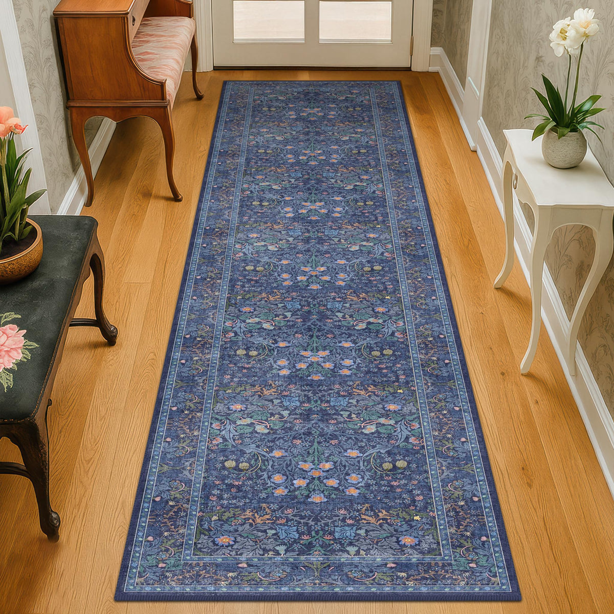 Washable Plum Purple Runner Rug 2x6 - Boho Rug Runner for Bathroom, Kitchen, Indoor Entryway, Low Pile Violet Carpet for Bedroom Bedside, Laundry Room, Hallway Mats for Floor, Stain Resistant