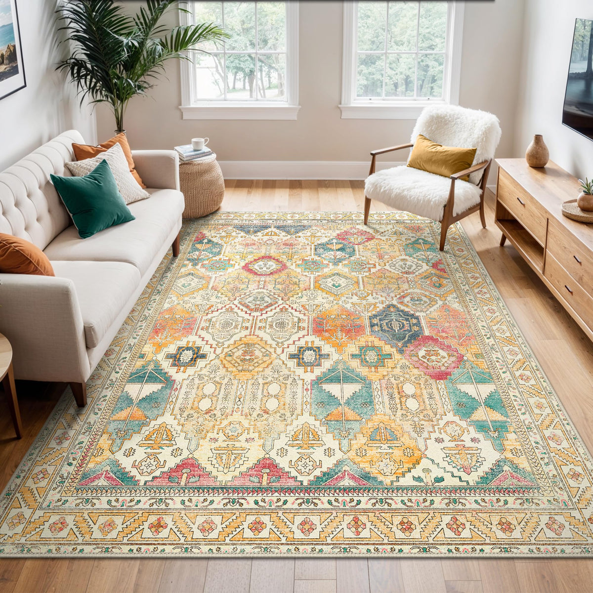 GENIMO 2x5 Washable Runner Rug Non Slip for Hallway, Light Taupe Brown