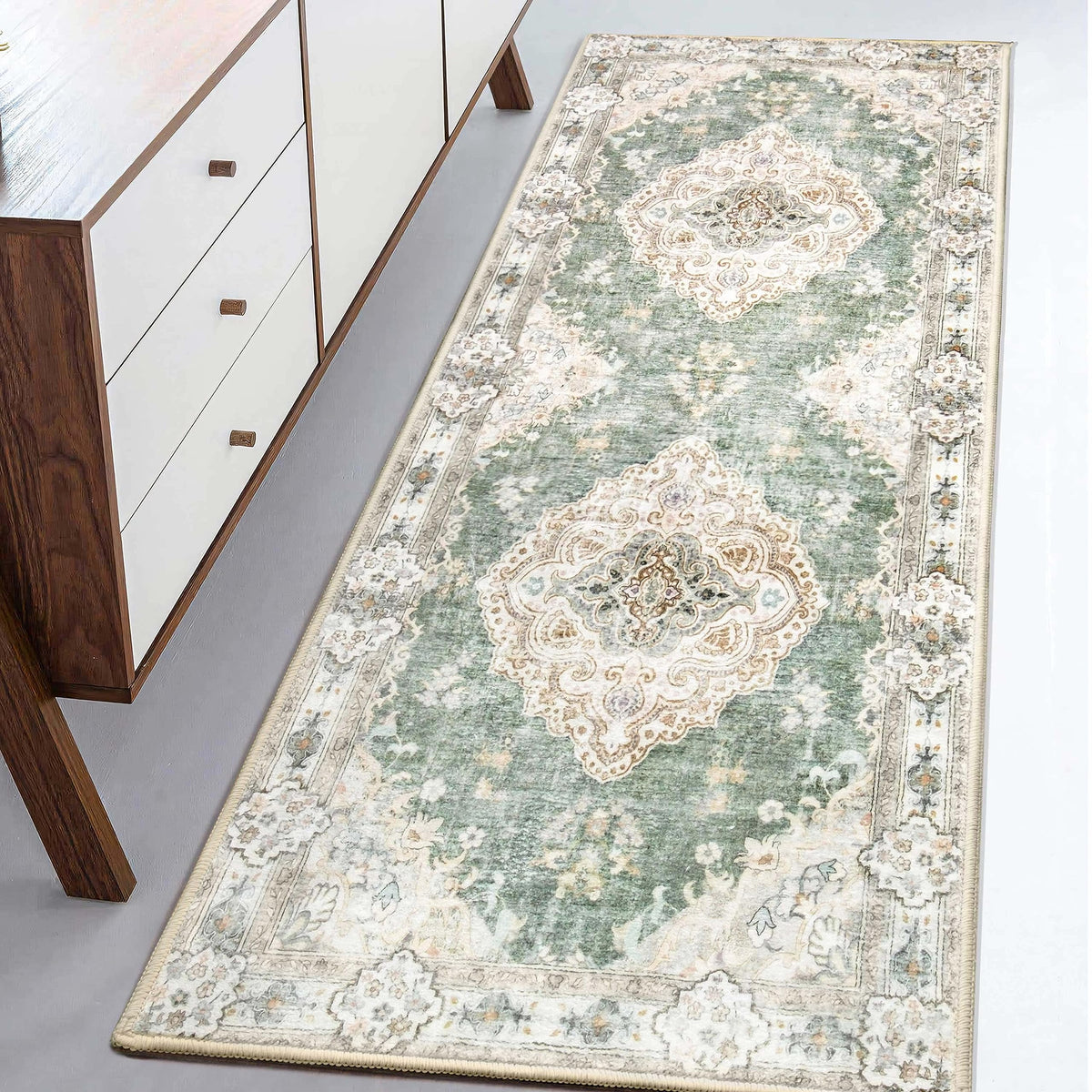 MUJOO Pink Rug 3x5 Washable,Boho Area Rugs Small Non Slip Low-Pile Floral