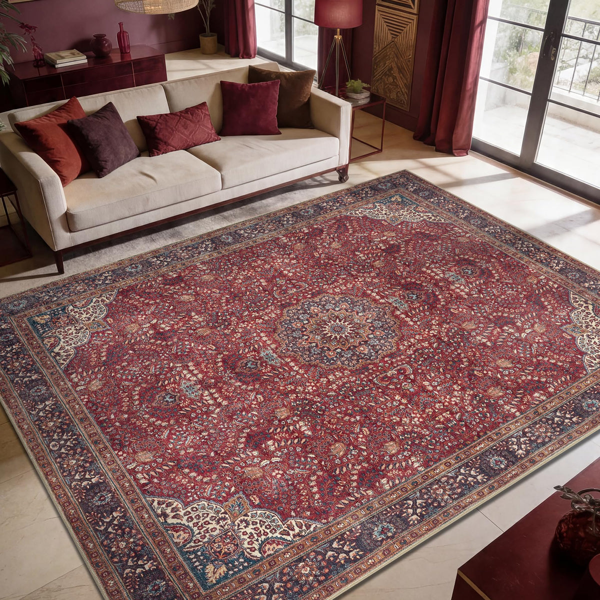 Keen Home Design Vintage Washable Entryway Rug, Non-Slip Low Pile, 2x3