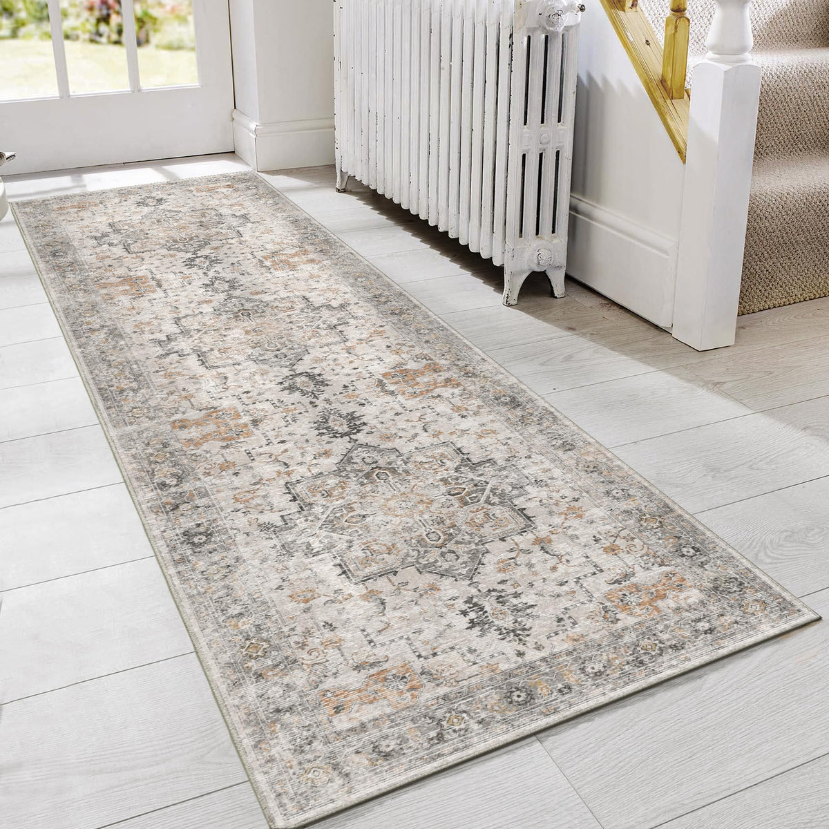 GENIMO 2x5 Washable Runner Rug Non Slip for Hallway, Light Taupe Brown