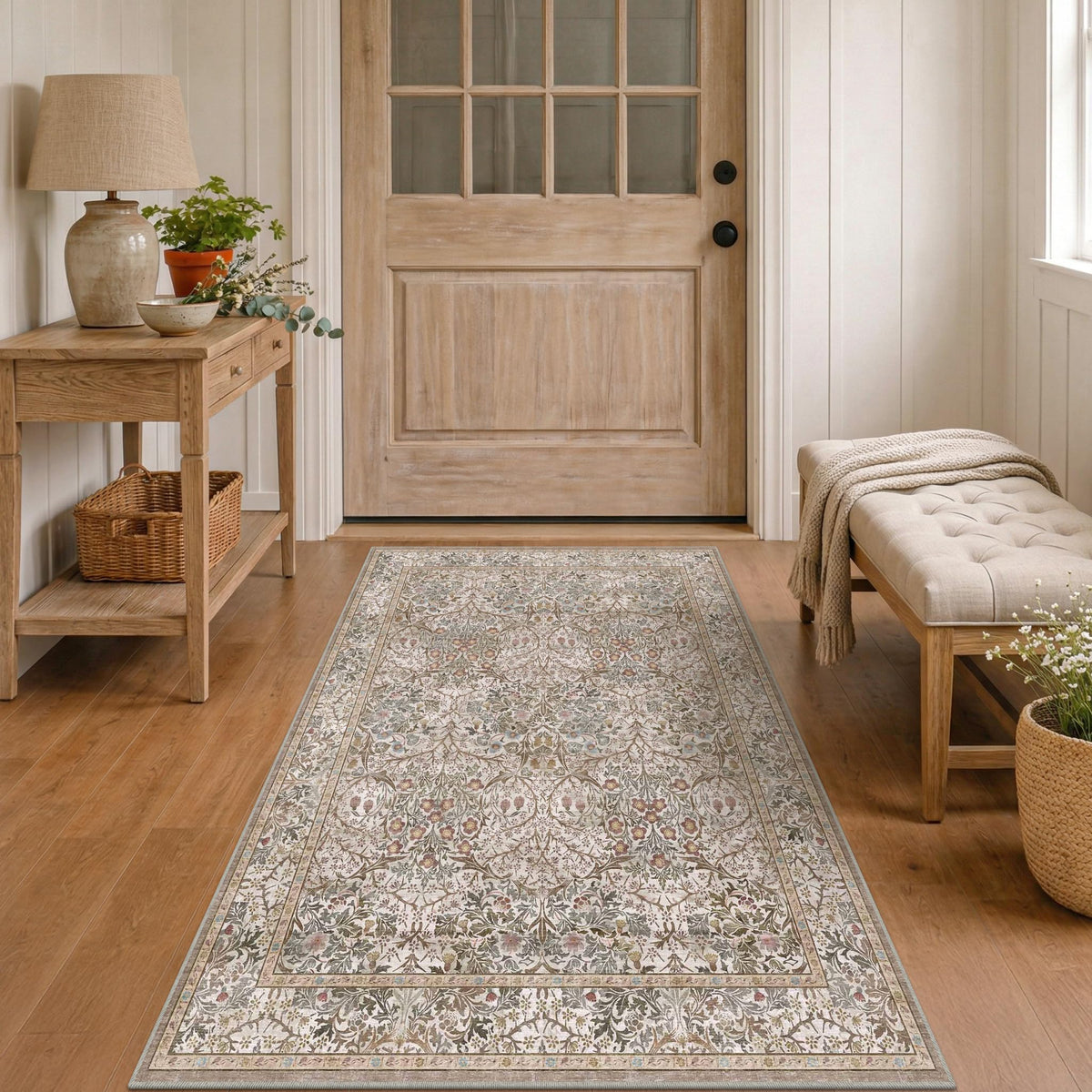 Washable Plum Purple Runner Rug 2x6 - Boho Rug Runner for Bathroom, Kitchen, Indoor Entryway, Low Pile Violet Carpet for Bedroom Bedside, Laundry Room, Hallway Mats for Floor, Stain Resistant