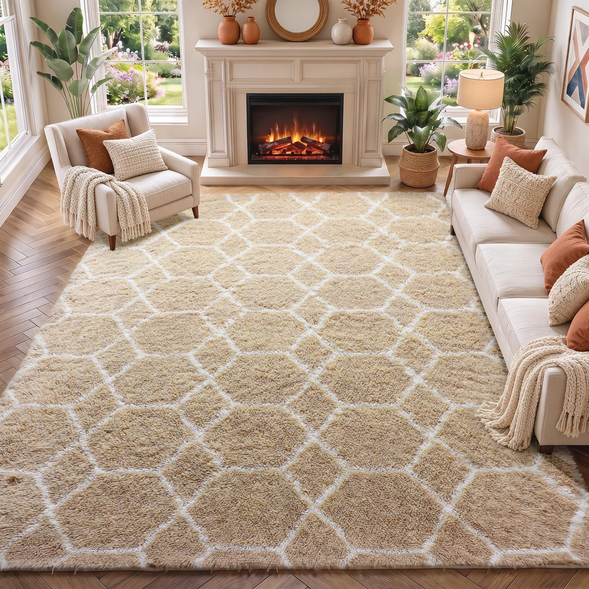 White Runner Rugs for Bedroom Living Room, Fluffy 2x6 Bedside Soft Area Rug