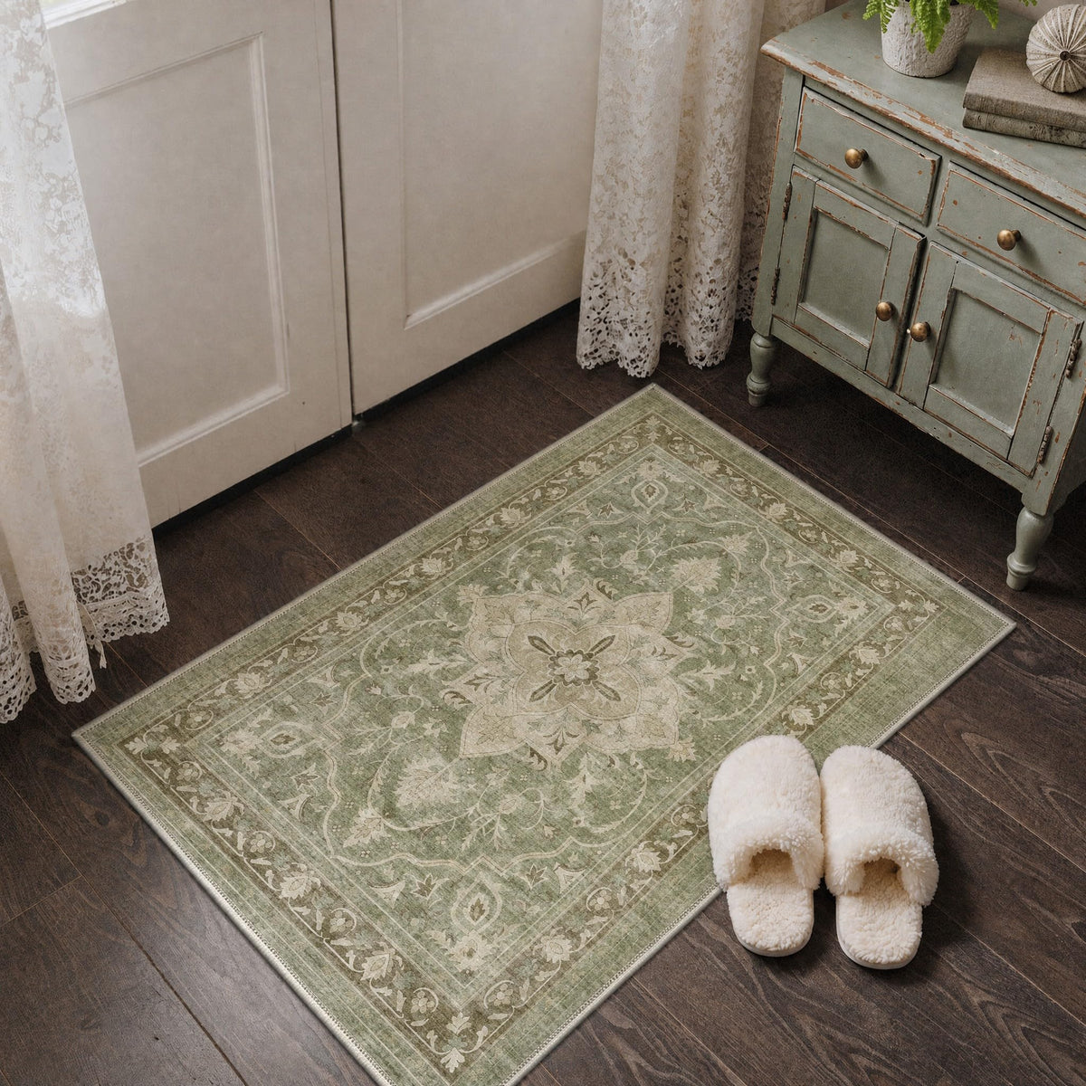GENIMO 2x5 Washable Runner Rug Non Slip for Hallway, Light Taupe Brown