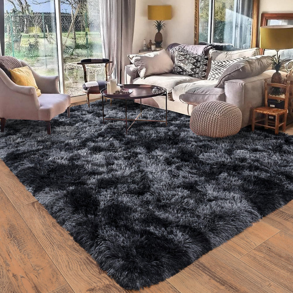 Small Black Area Rug, 2x3 Rug for Bedroom Shaggy Throw Rugs for Dorm Rug, Soft Shag Carpet for Kids Room, Plush Comfy Fluffy Bedside Rug for Home Decor Aesthetic