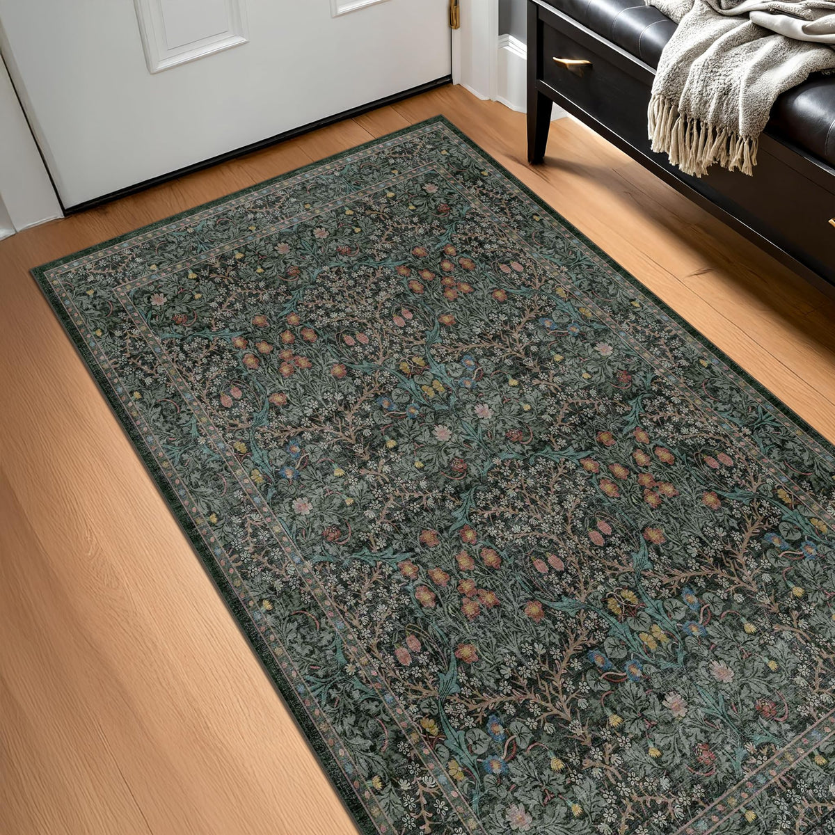 Washable Plum Purple Runner Rug 2x6 - Boho Rug Runner for Bathroom, Kitchen, Indoor Entryway, Low Pile Violet Carpet for Bedroom Bedside, Laundry Room, Hallway Mats for Floor, Stain Resistant