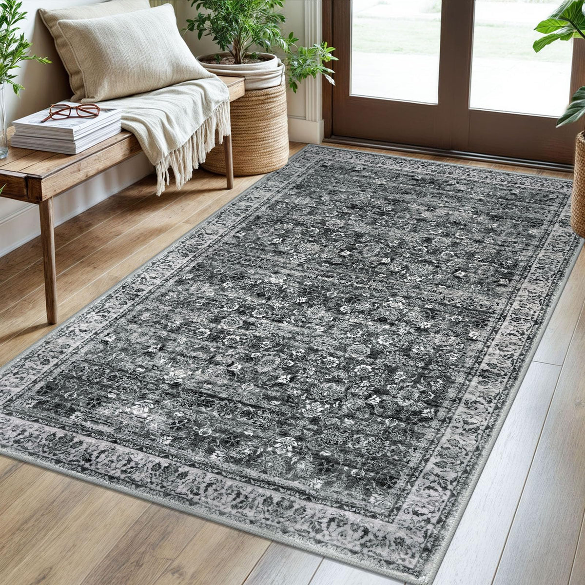 SIILOOM 2x3 Small Washable Area Rug Entryway Door Mat Indoor Kitchen Runner