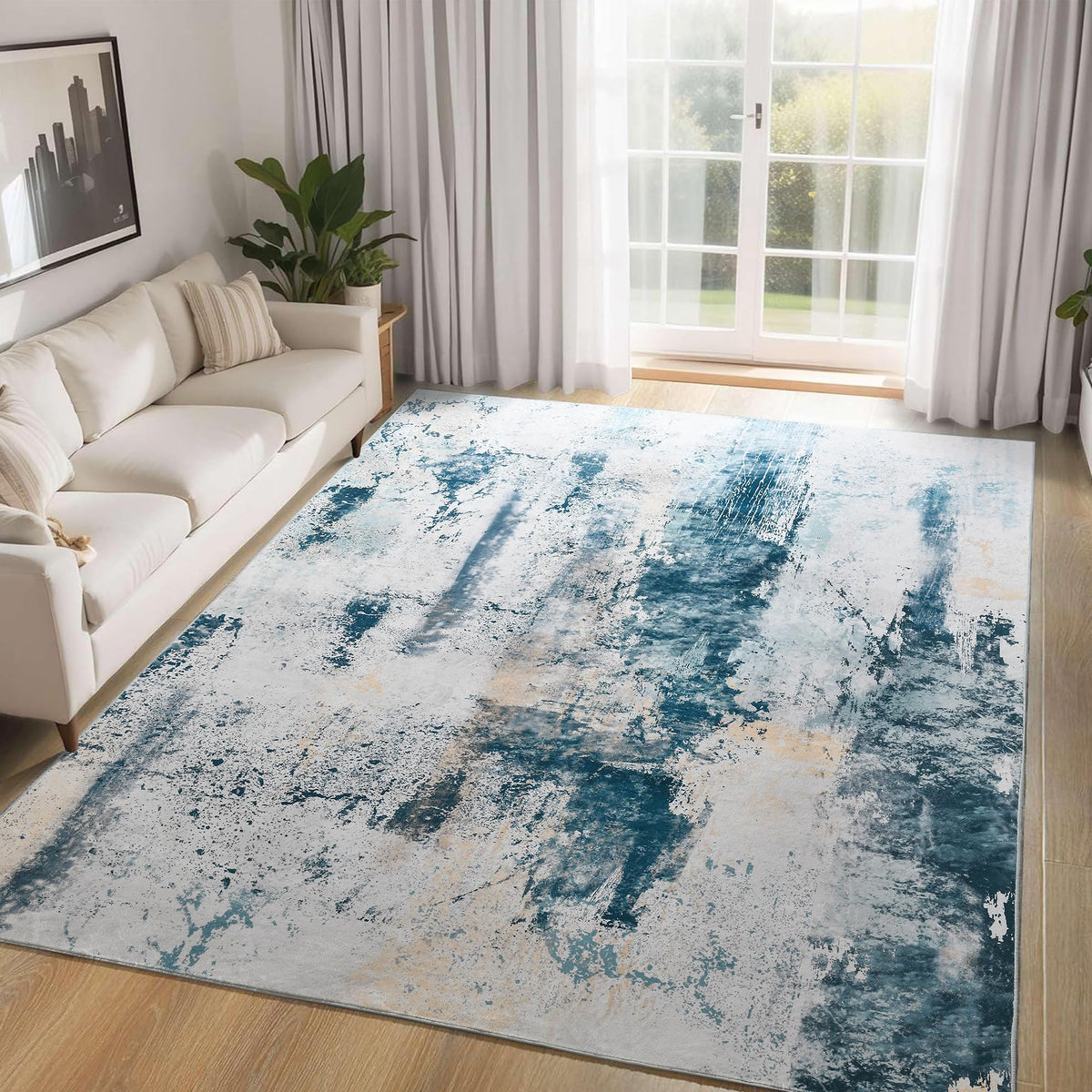 Ompaa 2x6 Rug Runners for Hallways Kitchen Runner Rug Non Slip Washable Grey Long Runner Rugs with Rubber Backing Soft Abstract Carpet Runner for Hallways, Kitchen, Bedroom, Bathroom, Entryway