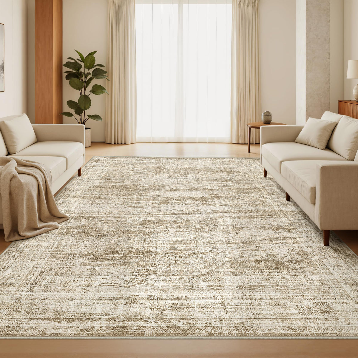 2x8 Runner Rug Non Slip,Washable Hallway Runner Rug,Beige