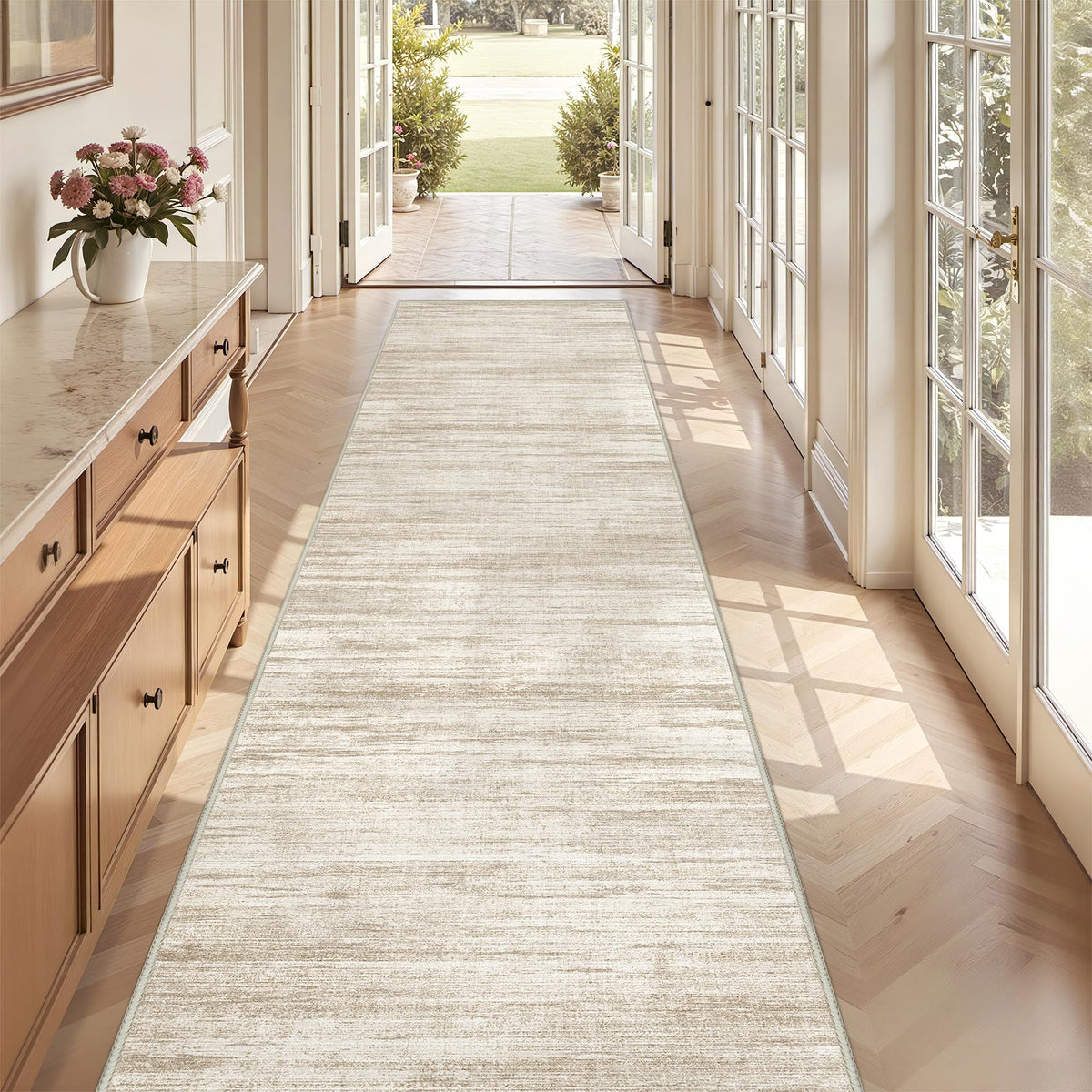 2x8 Runner Rug Non Slip,Washable Hallway Runner Rug,Beige