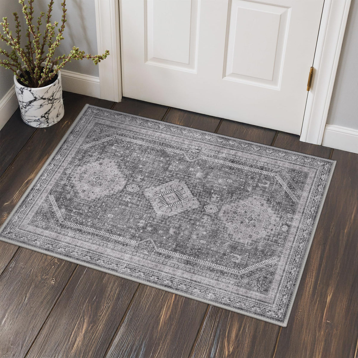 GENIMO 2x5 Washable Runner Rug Non Slip for Hallway, Light Taupe Brown