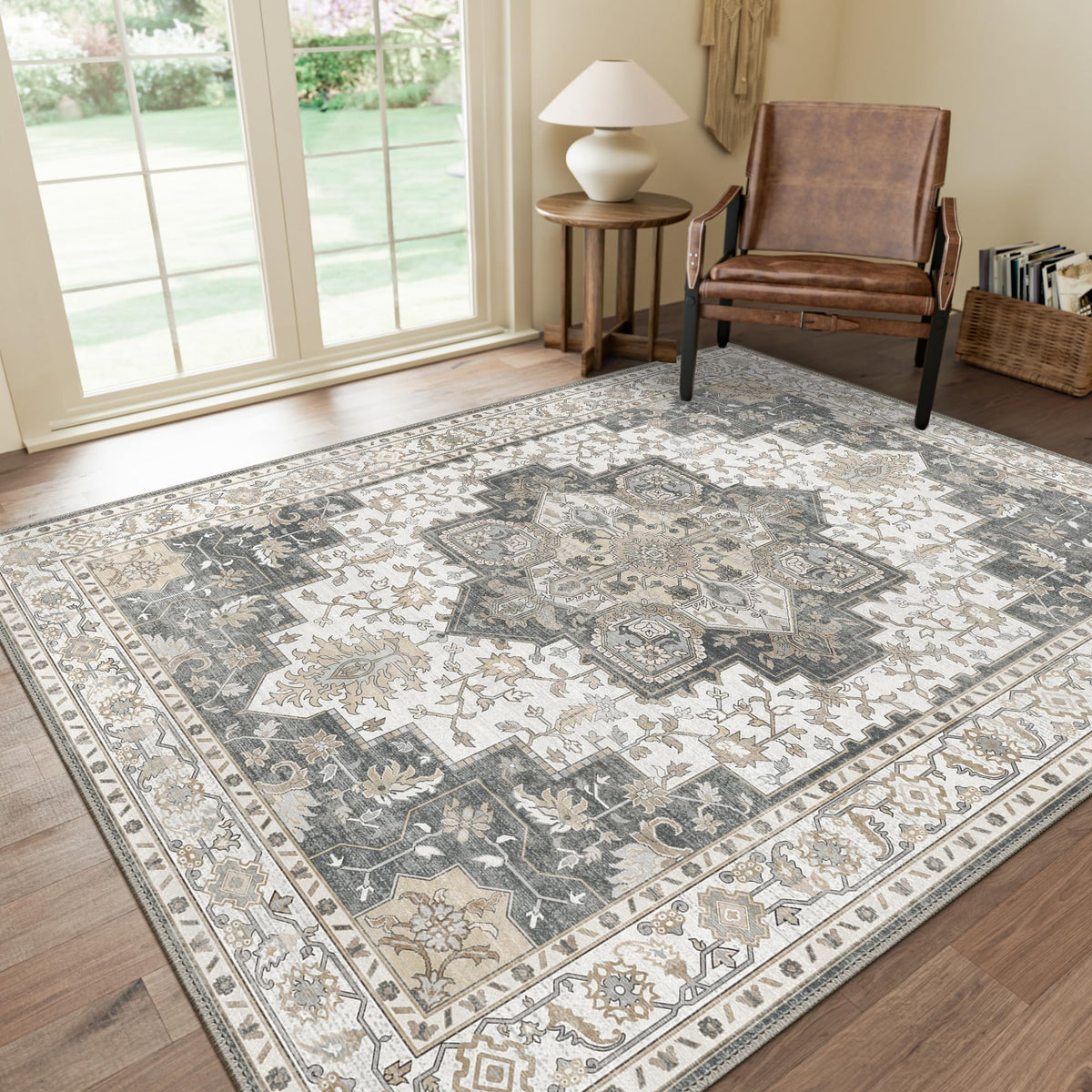 GENIMO 2x5 Washable Runner Rug Non Slip for Hallway, Light Taupe Brown