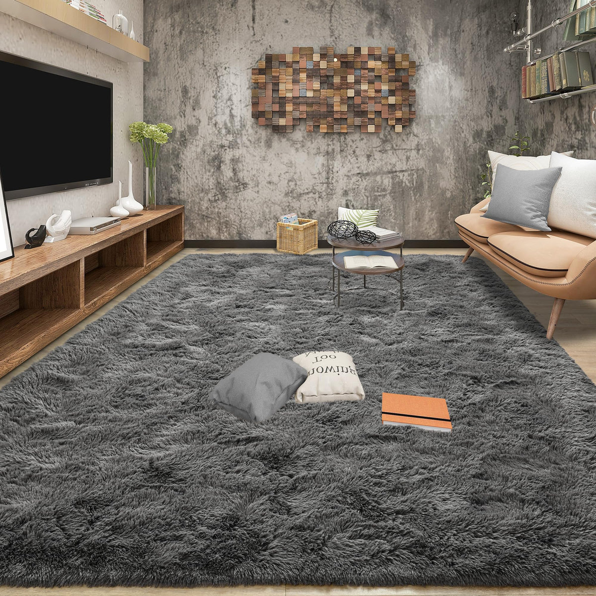 Tepook Black Soft Runner Rugs for Bedroom 2x6 ft with Rubber Backing