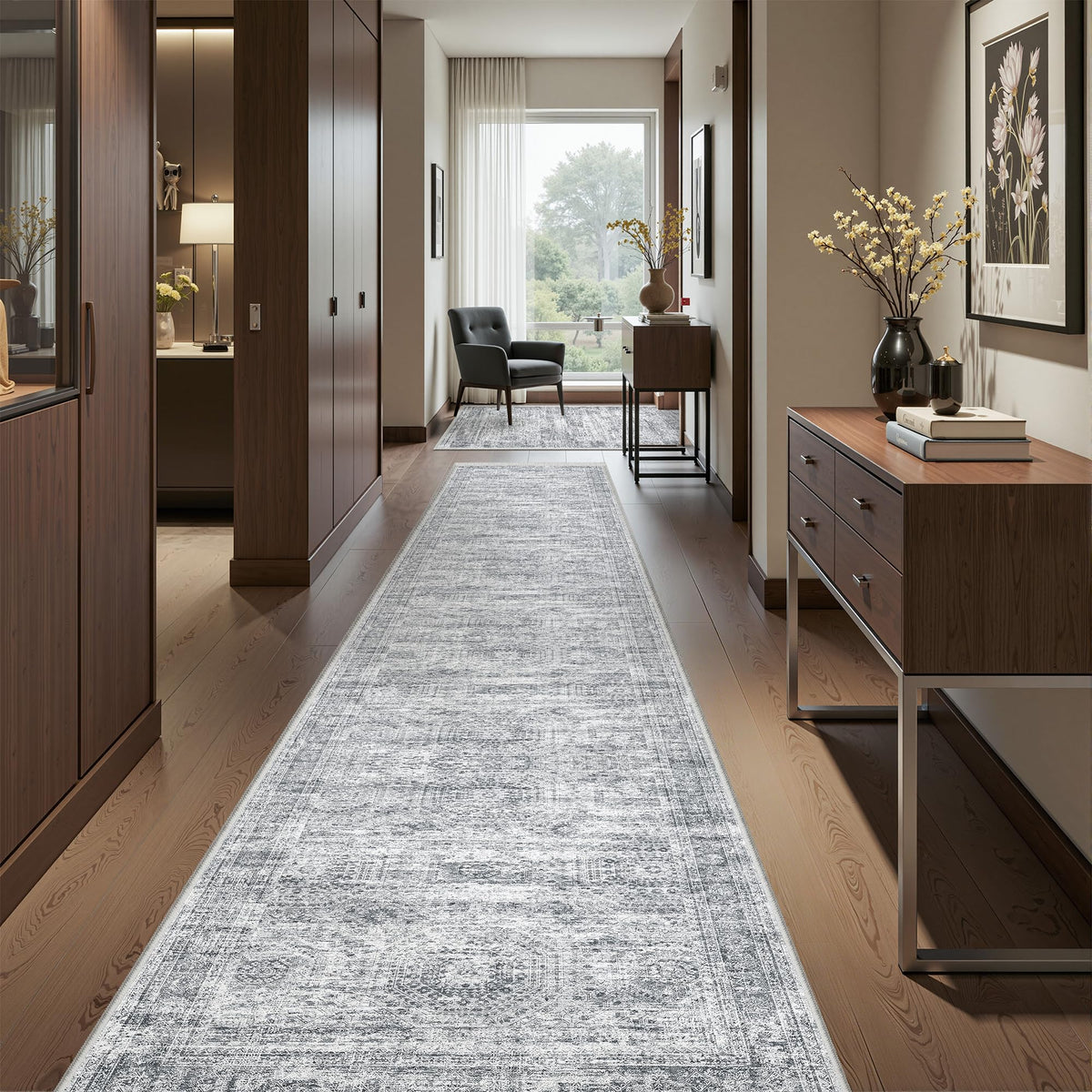 2x8 Runner Rug Non Slip,Washable Hallway Runner Rug,Beige