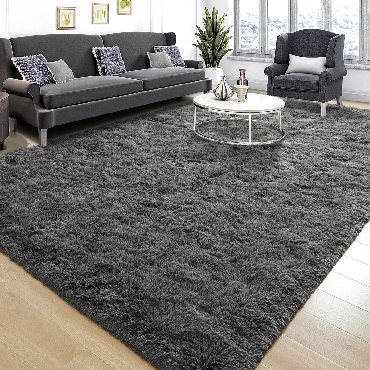 Tepook Black Soft Runner Rugs for Bedroom 2x6 ft with Rubber Backing