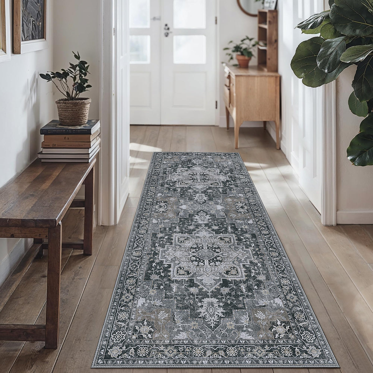 GENIMO 2x5 Washable Runner Rug Non Slip for Hallway, Light Taupe Brown