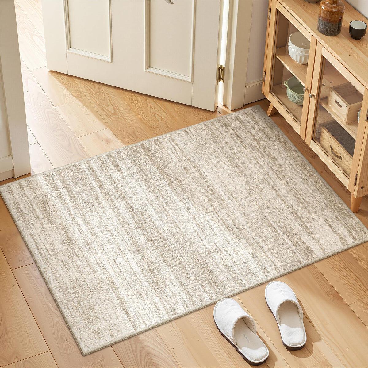2x8 Runner Rug Non Slip,Washable Hallway Runner Rug,Beige