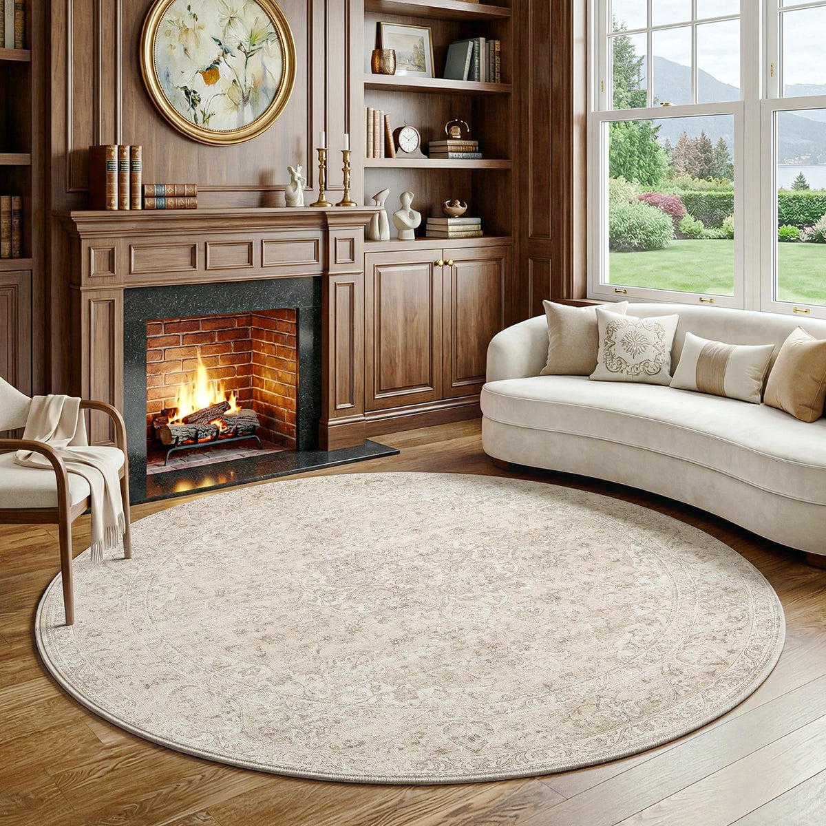 FMFUNCTEX 2x6 Hallway Runner Rug Washable Beige Neutral Vintage Distressed