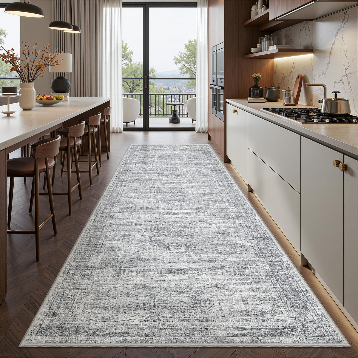 2x8 Runner Rug Non Slip,Washable Hallway Runner Rug,Beige