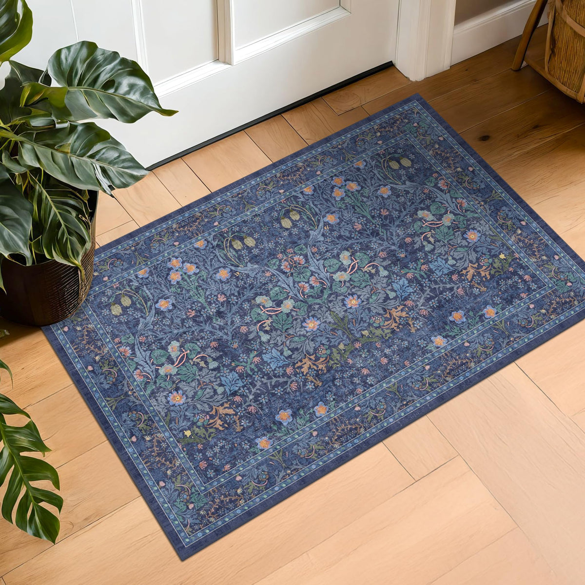 Washable Plum Purple Runner Rug 2x6 - Boho Rug Runner for Bathroom, Kitchen, Indoor Entryway, Low Pile Violet Carpet for Bedroom Bedside, Laundry Room, Hallway Mats for Floor, Stain Resistant